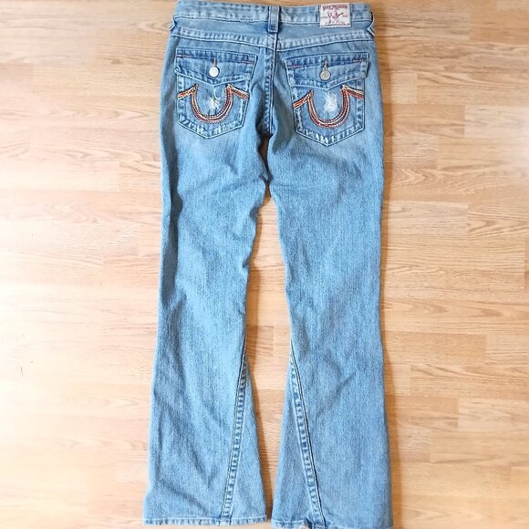 True Religion Woodstock Distressed Flare Jeans Size 29 - Picture 1 of 7